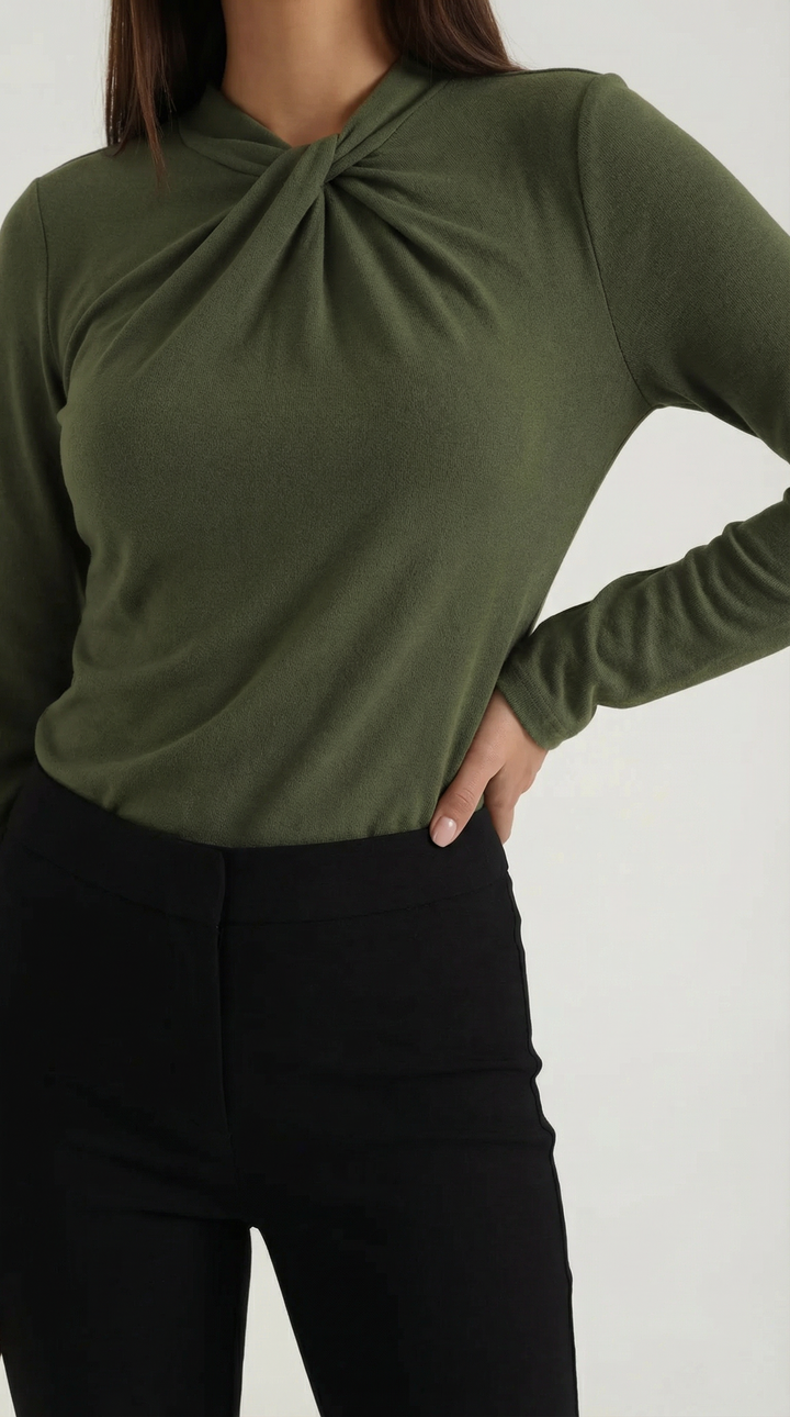 Jamie mock-neck blouse met strik