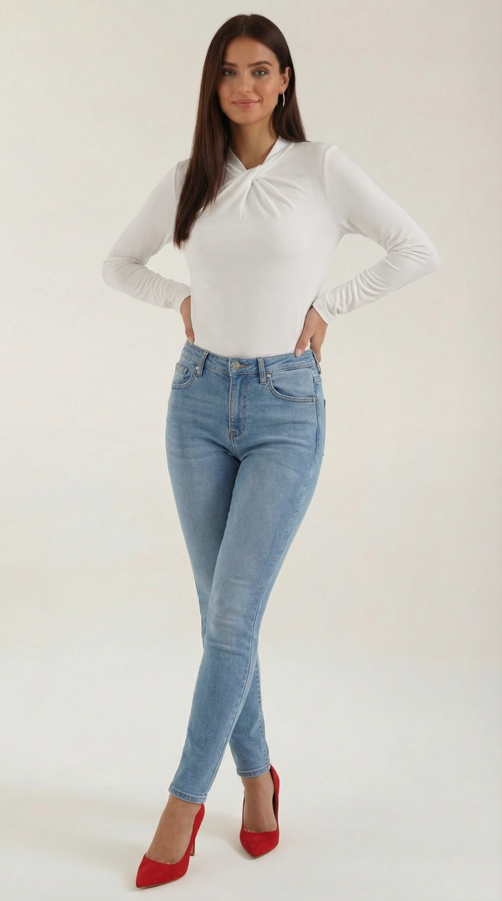 Jamie mock-neck blouse met strik