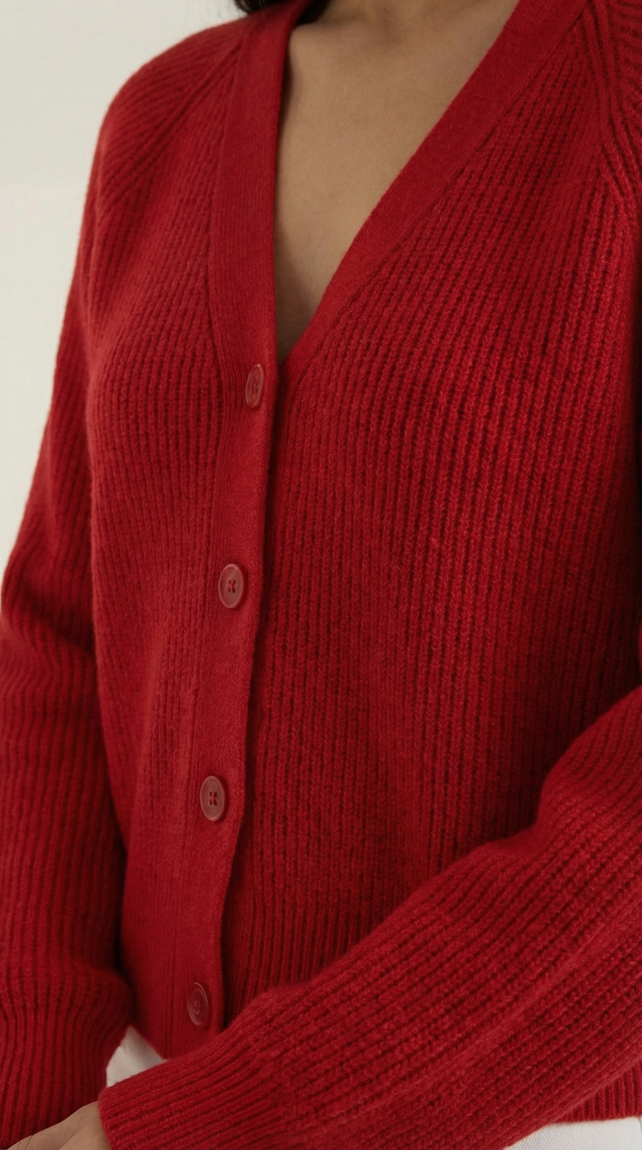 Jessica V-hals knopen cardigan