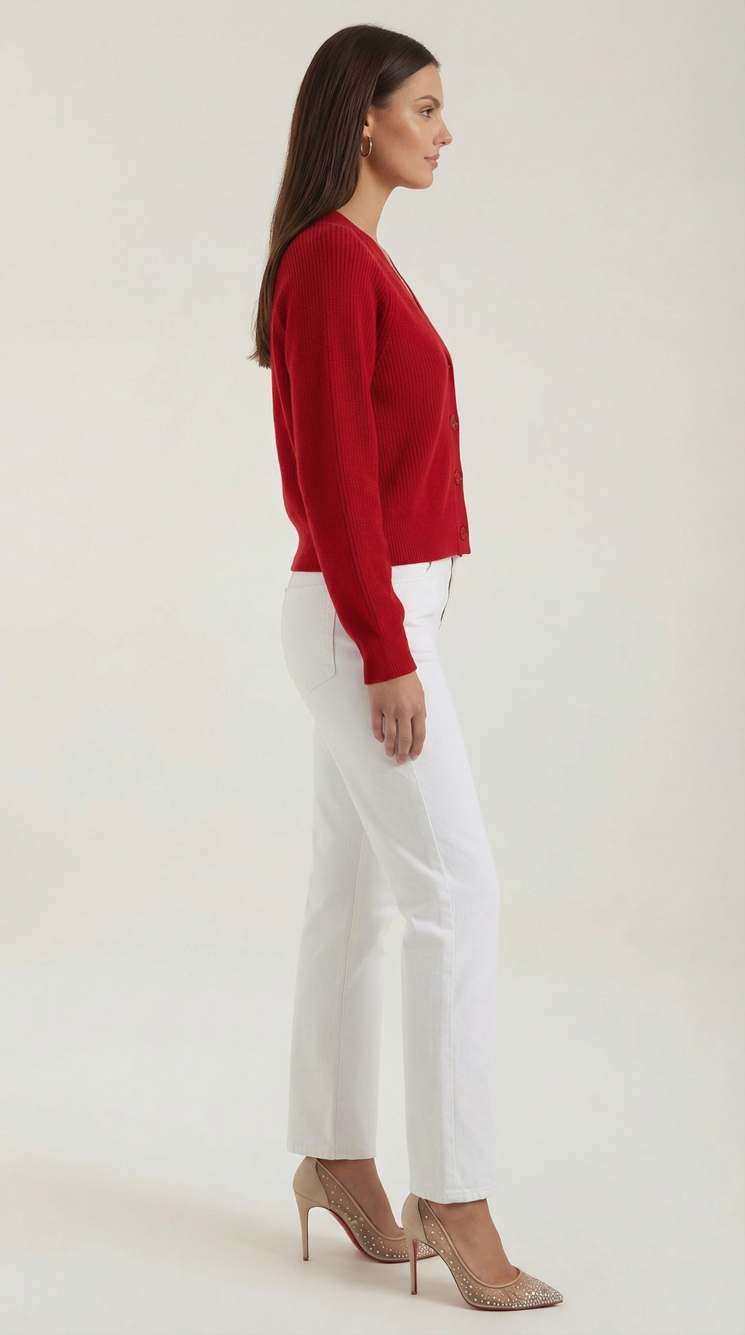Jessica V-hals knopen cardigan