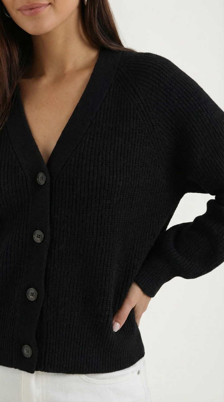Jessica V-hals knopen cardigan