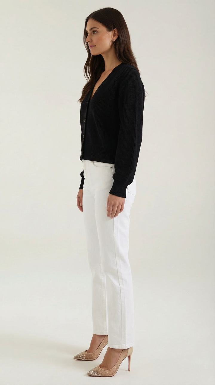 Jessica V-hals knopen cardigan