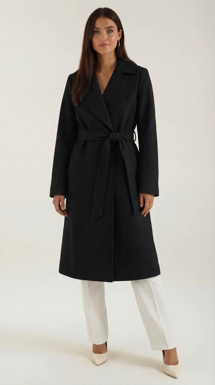 Wollen Trenchcoat Joyce met Riem