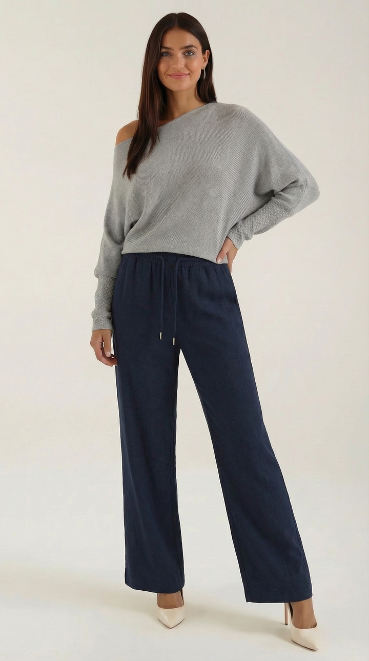 Kendra wijde broek met trekkoord