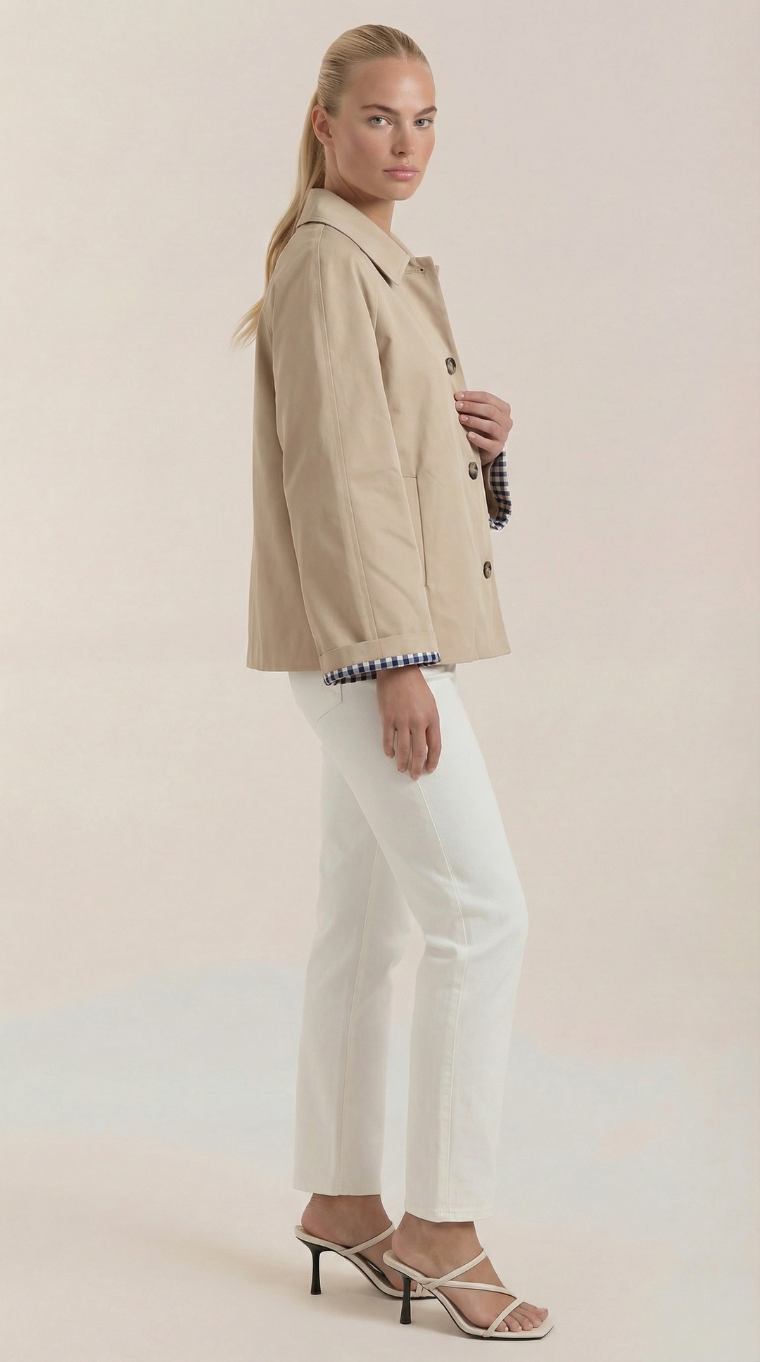 Elegante trenchcoat met gestreepte voering Lindsay