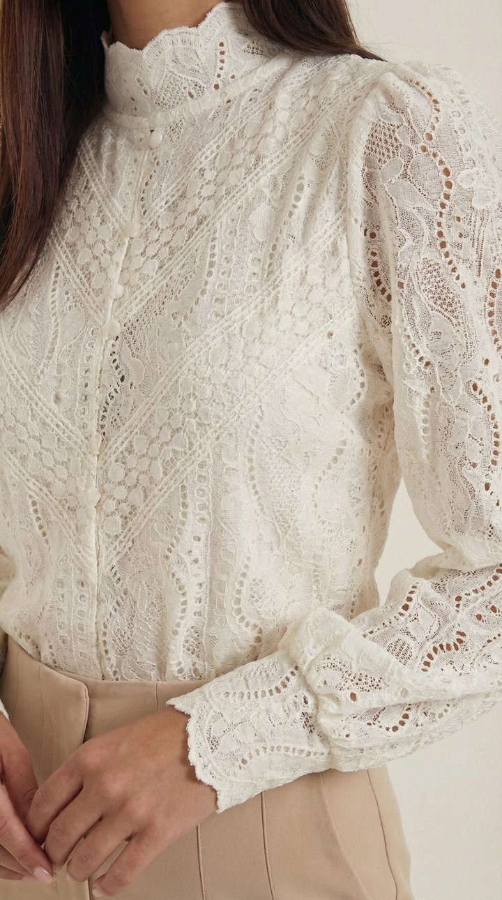 Loretta Gestructureerde Lange Mouwen Blouse