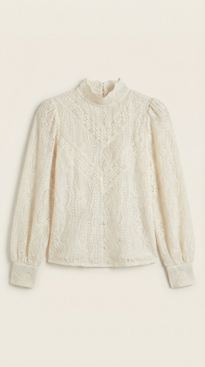 Loretta Gestructureerde Lange Mouwen Blouse