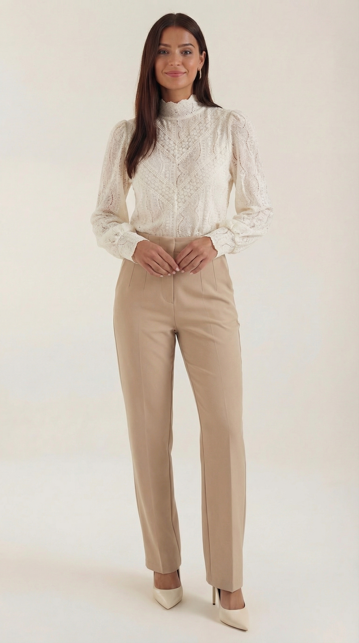 Loretta Gestructureerde Lange Mouwen Blouse
