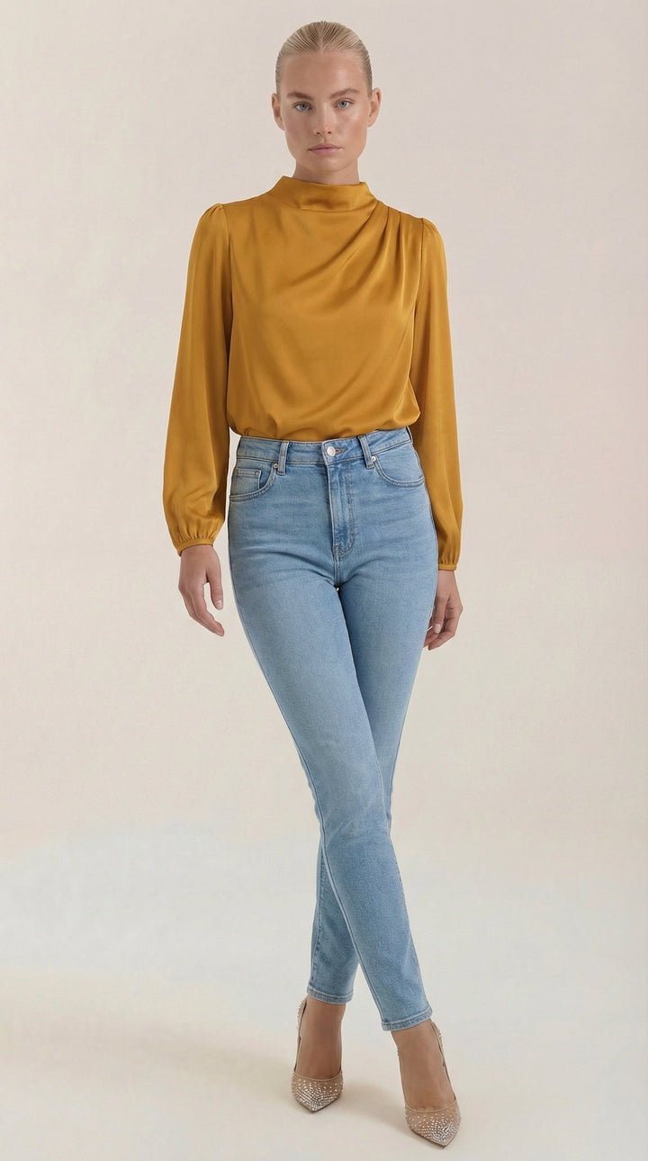 Marcia Draped Lange Mouwen Blouse