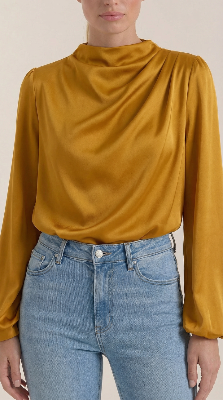 Marcia Draped Lange Mouwen Blouse