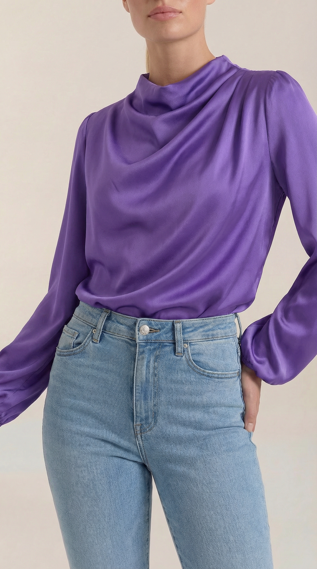 Marcia Draped Lange Mouwen Blouse