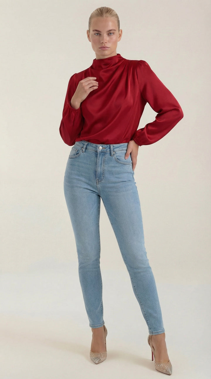 Marcia Draped Lange Mouwen Blouse