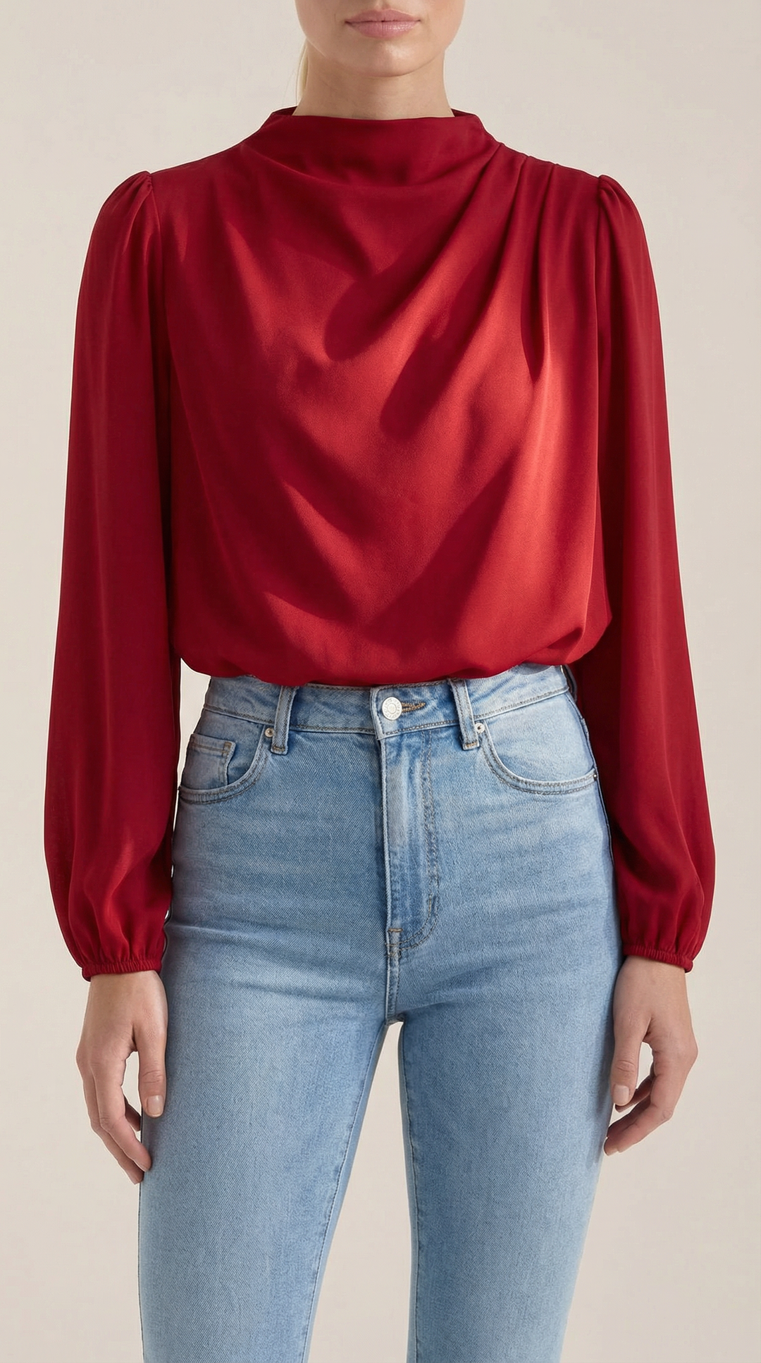 Marcia Draped Lange Mouwen Blouse