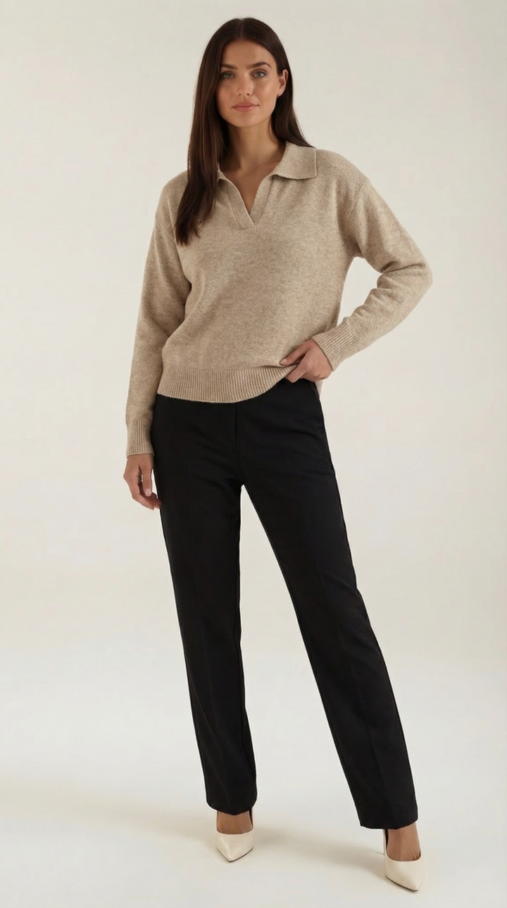 'Margaret' Casual Polo met V-hals