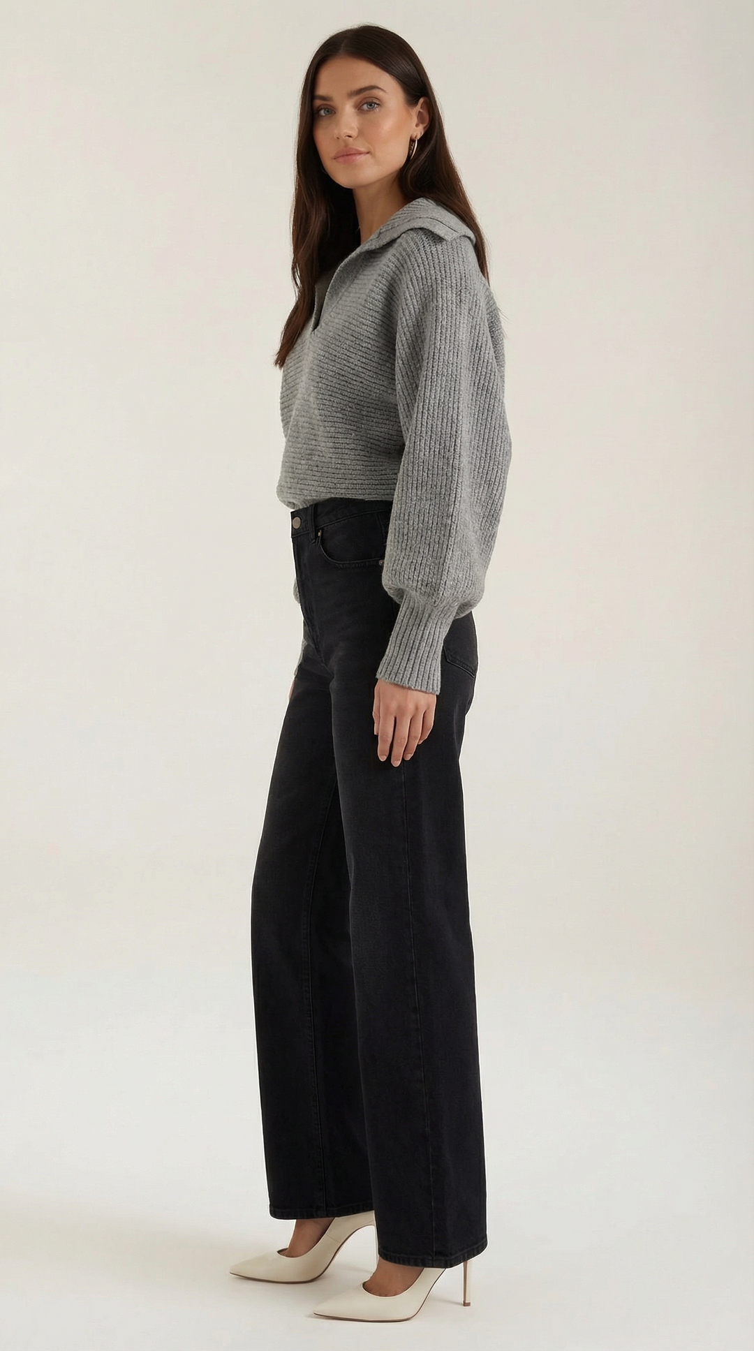 'Pauline' chunky knit hoge nek trui