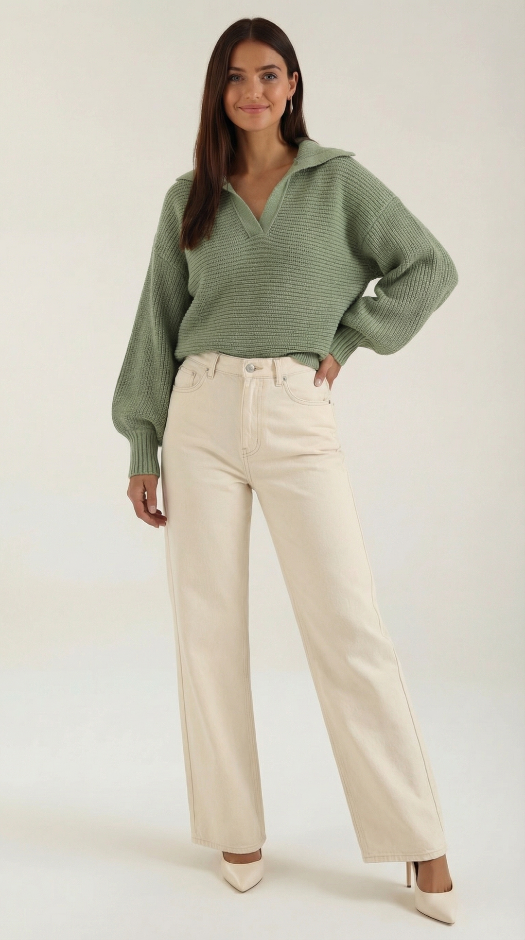 'Pauline' chunky knit hoge nek trui