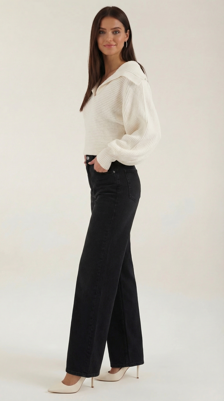 'Pauline' chunky knit hoge nek trui