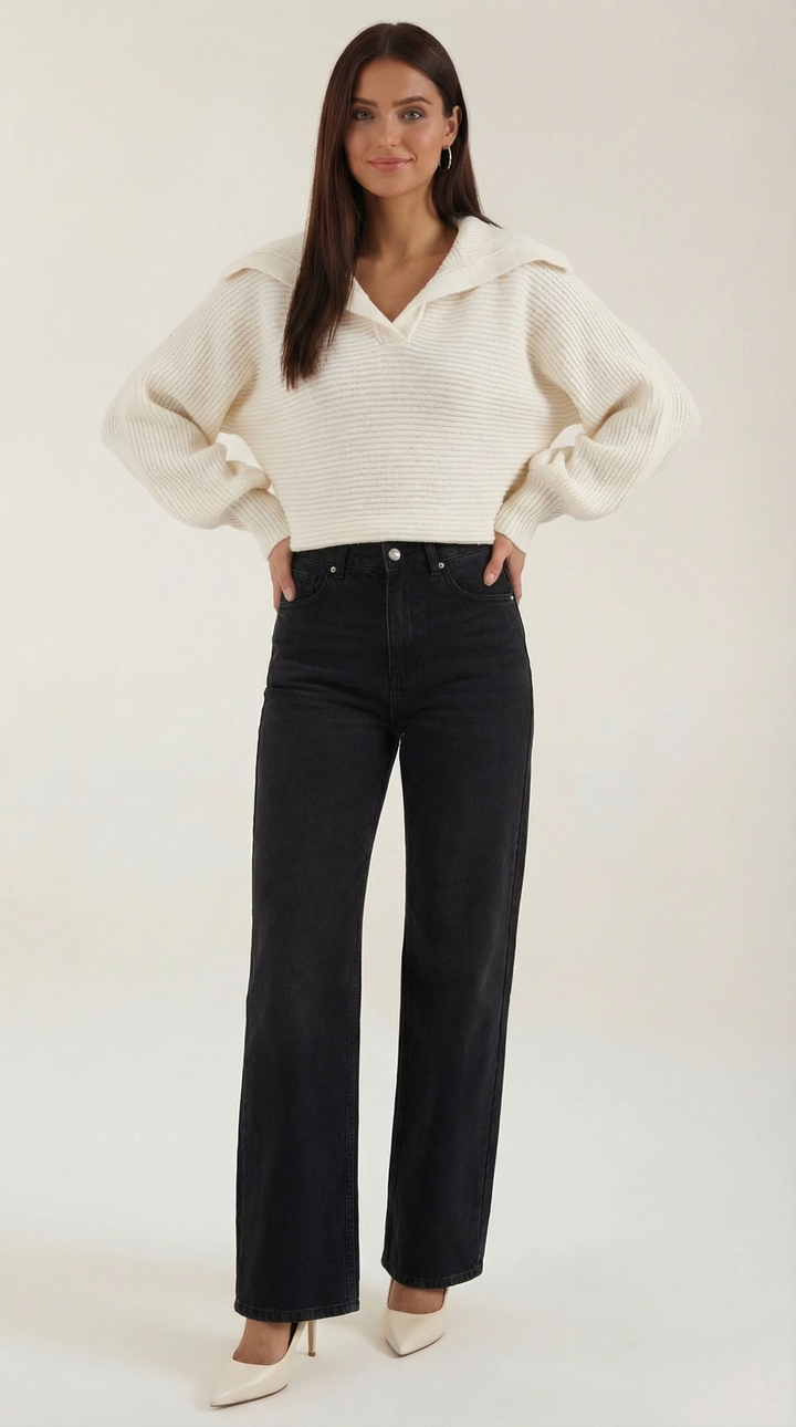'Pauline' chunky knit hoge nek trui