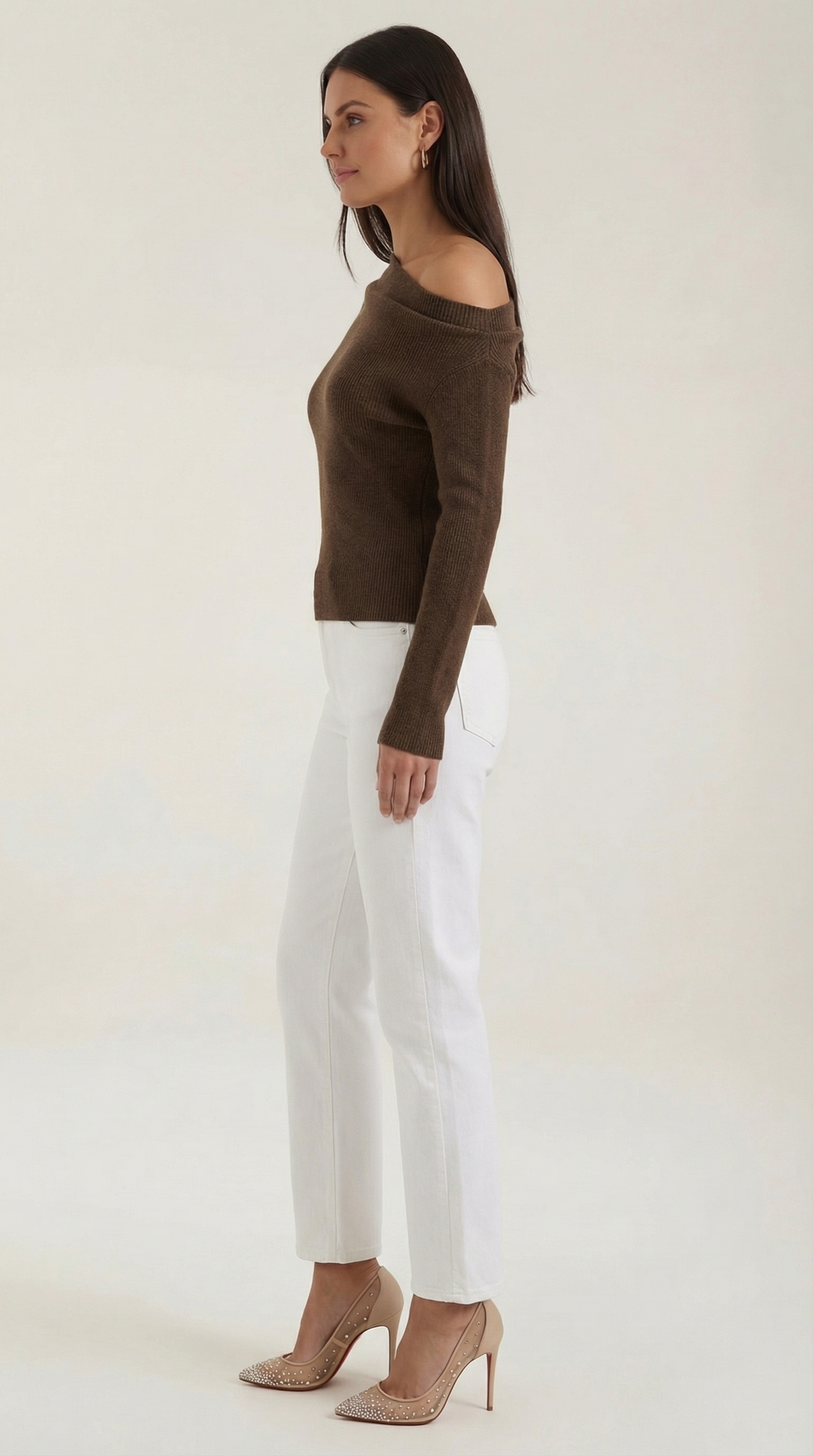 Asymmetrische Shirley Gebreide Top