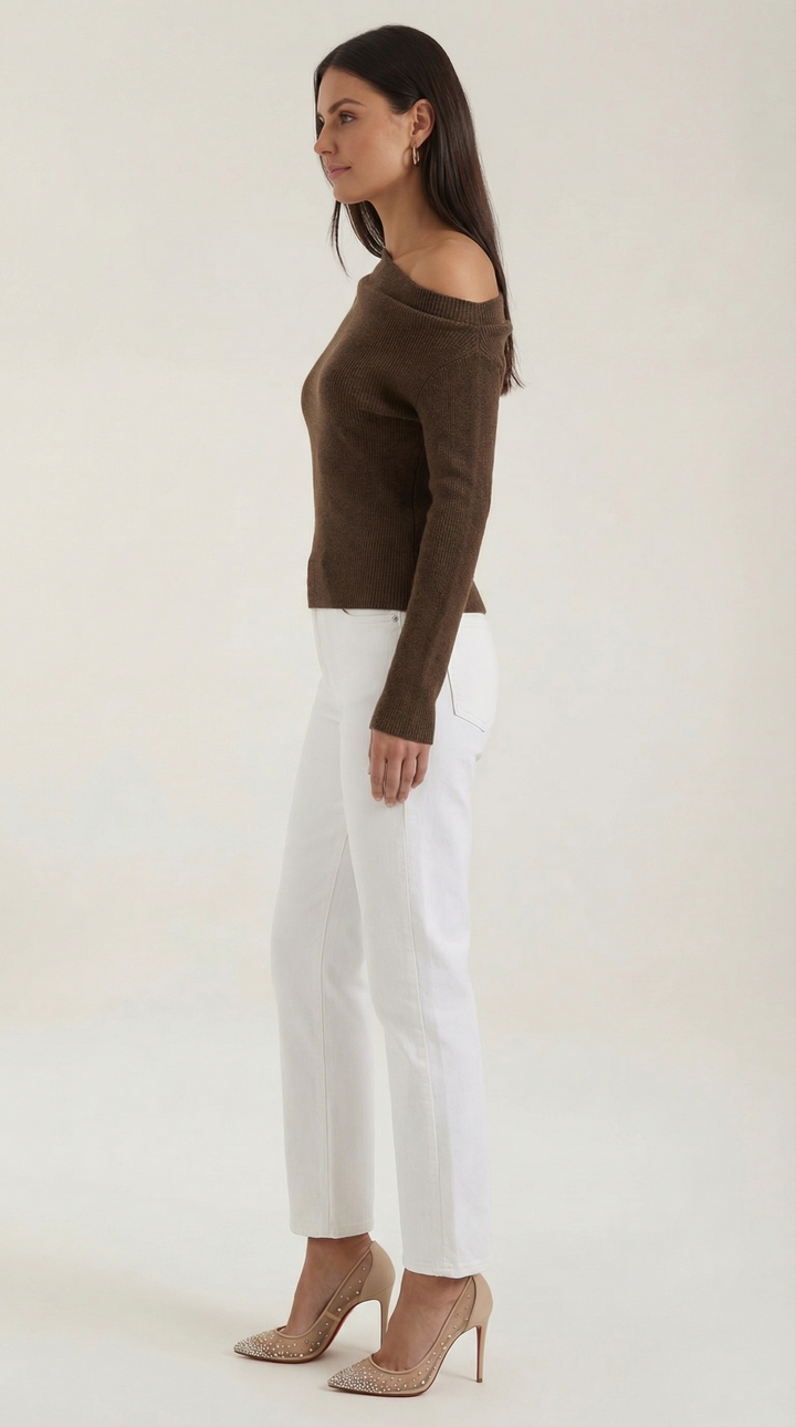 Asymmetrische Shirley Gebreide Top