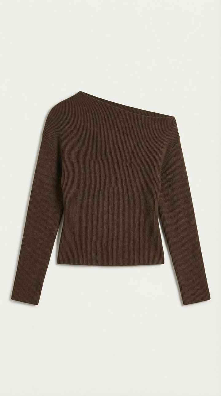 Asymmetrische Shirley Gebreide Top