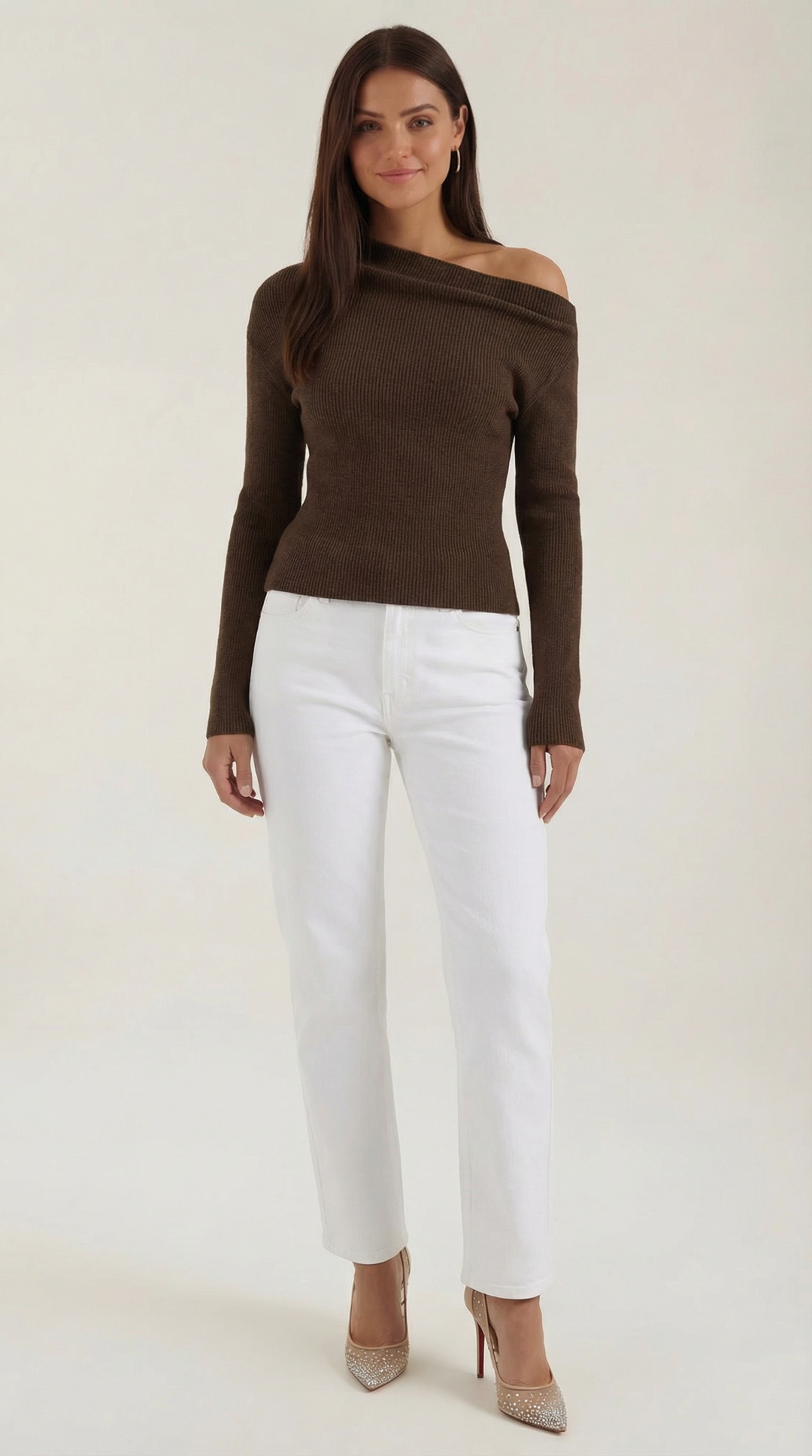 Asymmetrische Shirley Gebreide Top