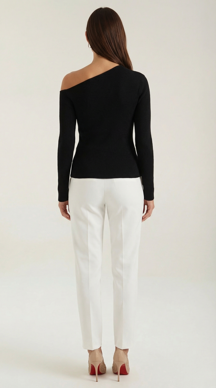 Asymmetrische Shirley Gebreide Top