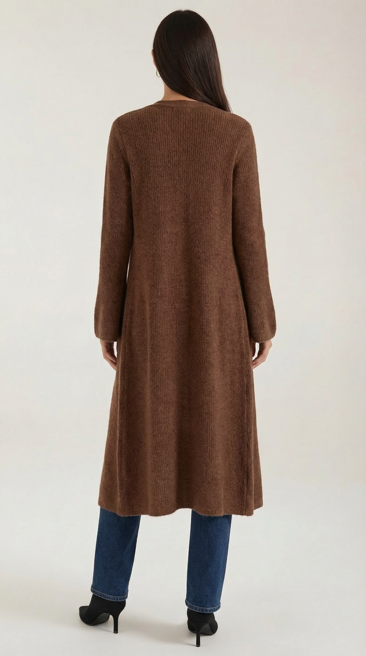 'Valerie' Maxi Gebreide Cardigan met V-hals