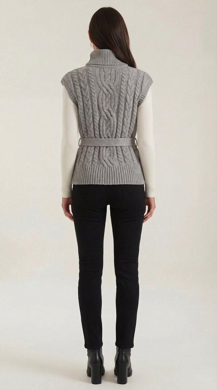 Wendy hoge hals kabelgebreide vest