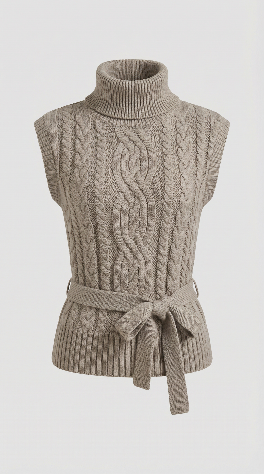 Wendy hoge hals kabelgebreide vest