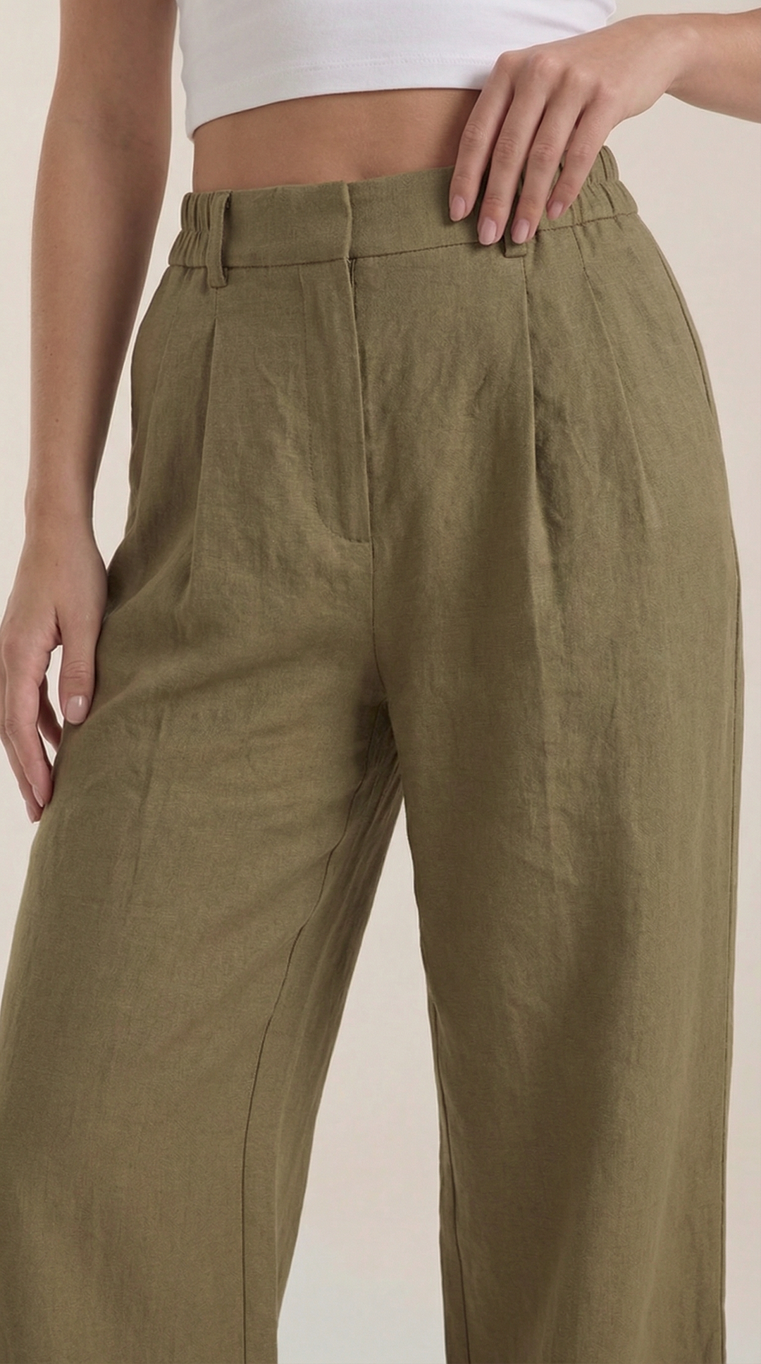 Courtney Hoge Taille Plissé Broek