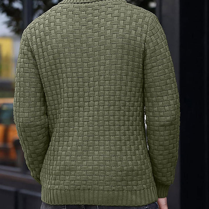 Luxe Heren Trui met Reliëf Structuur - Pullover met Opstaande Kraag