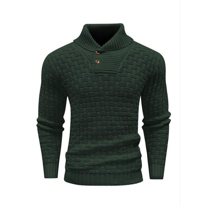Luxe Heren Trui met Reliëf Structuur - Pullover met Opstaande Kraag
