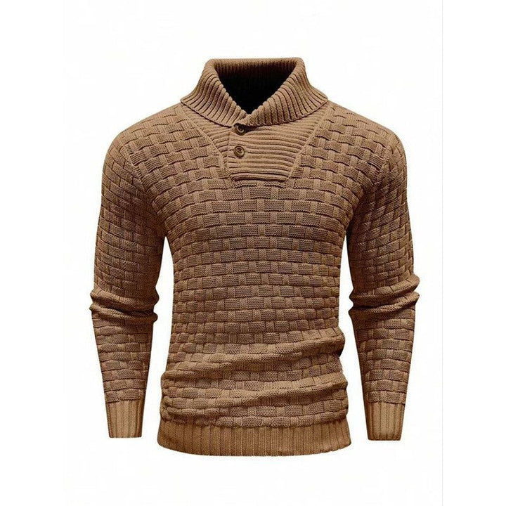 Luxe Heren Trui met Reliëf Structuur - Pullover met Opstaande Kraag