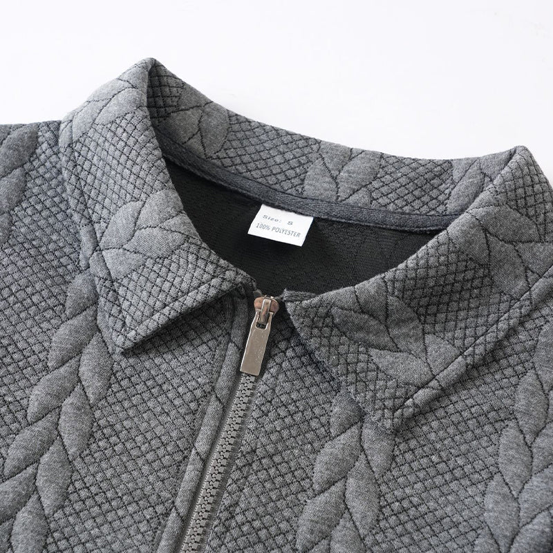 Klassieke Herentrui met Half-Zip Rits - Gebreide Trui met Kabelpatroon