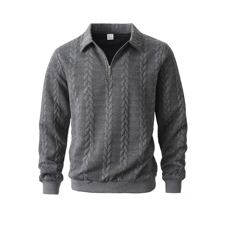 Klassieke Herentrui met Half-Zip Rits - Gebreide Trui met Kabelpatroon
