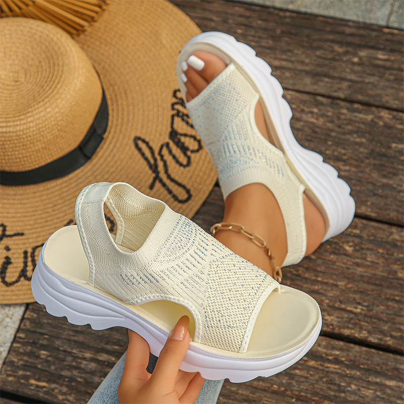 Sara™ | Sandalen met platform, van ademend materiaal voor dames