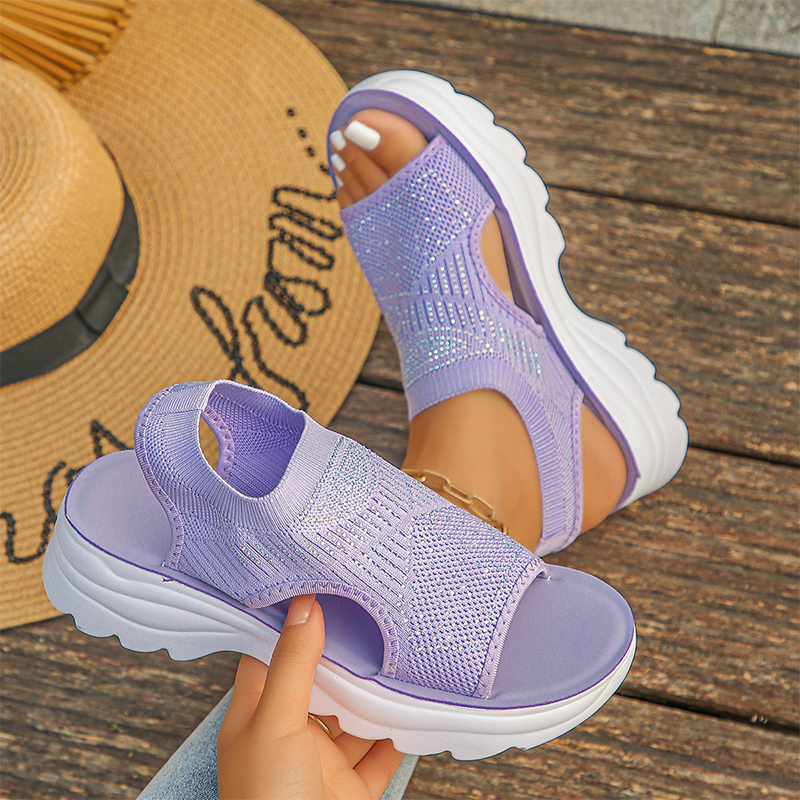 Sara™ | Sandalen met platform, van ademend materiaal voor dames