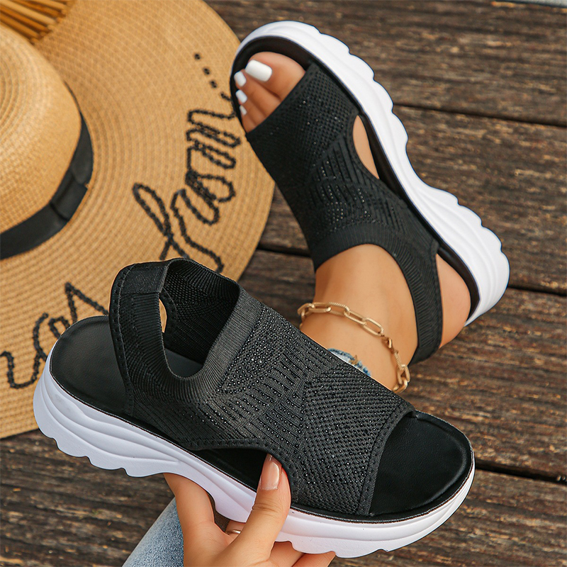 Sara™ | Sandalen met platform, van ademend materiaal voor dames