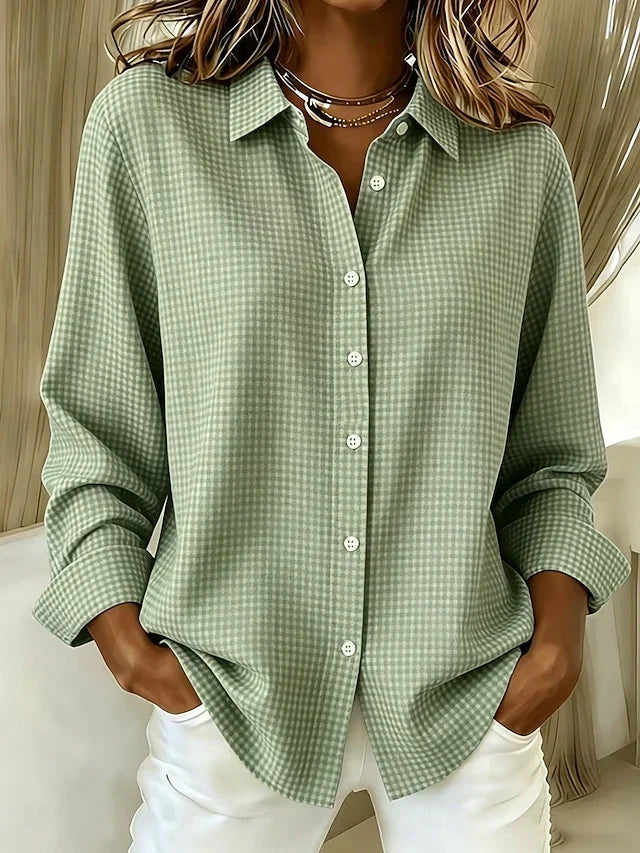 Hillrose™ | Ontspannen Geruite Blouse met Knopen