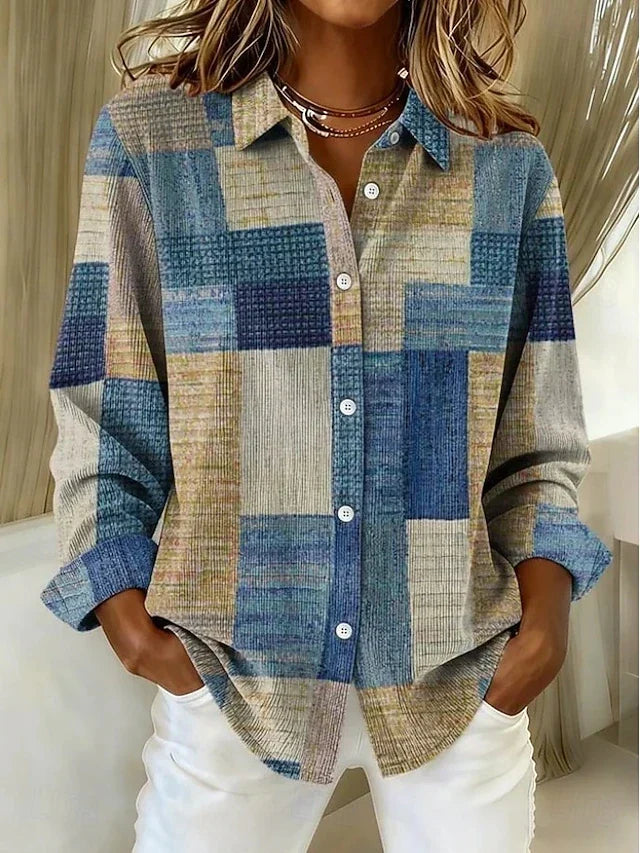 Merritt™ | Vintage Blouse met Patchwork en Knopen