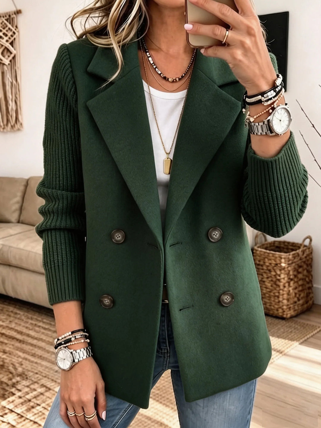 Carla | Elegante Blazer met Gebreide Mouwen