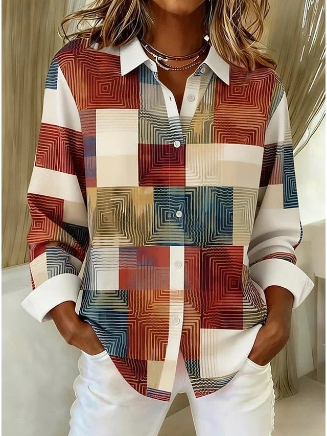 Merritt™ | Vintage Blouse met Patchwork en Knopen